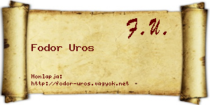 Fodor Uros névjegykártya